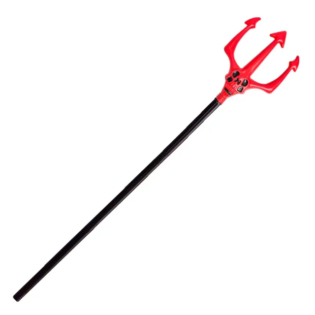 Tridente Trispeto De Plástico Caveira Vermelho 1m Halloween Fantasia